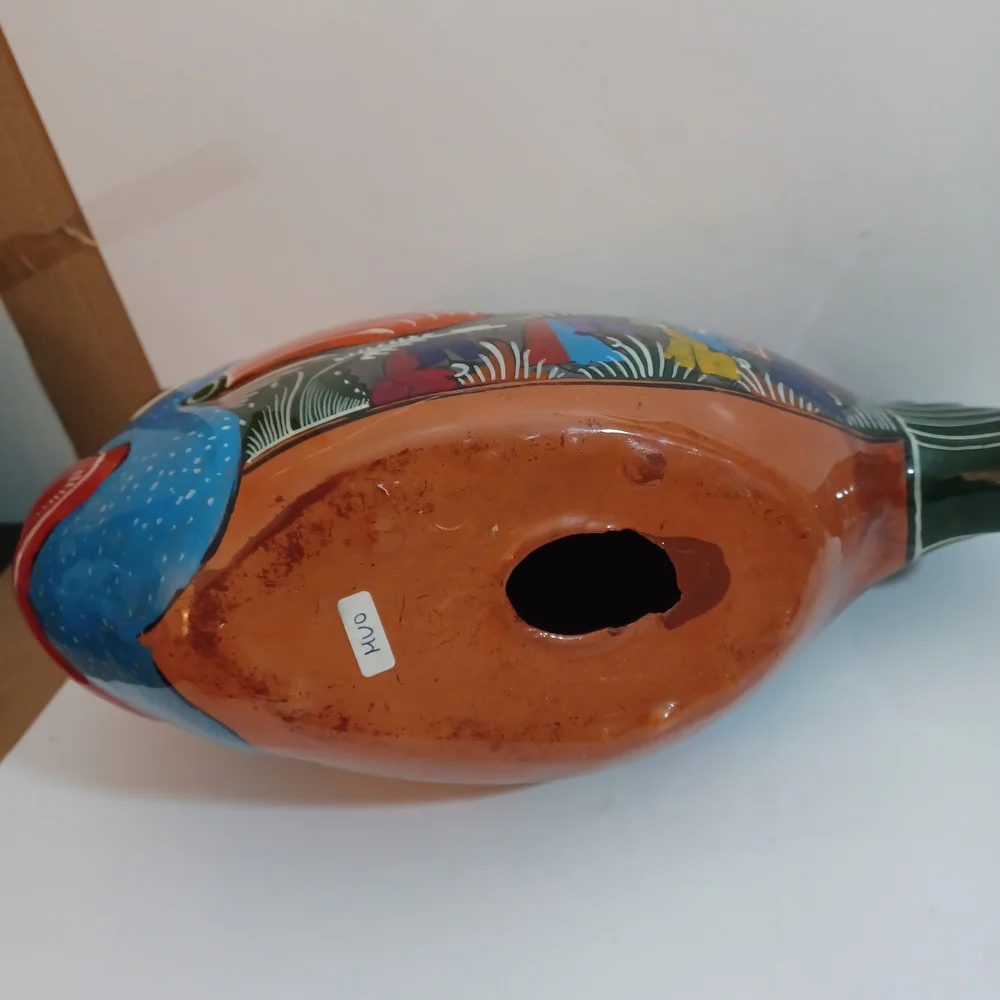 Handpainted Terracotta Mexican Folk Art Large Fish 15X9.5